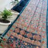 Powder Blue Maheshwari Silk Saree with Handcrafted Floral Madhubani Print & Kantha Work