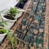 Midnight Green Maheshwari Silk Saree with Handcrafted Madhubani Floral Print & Kantha Work