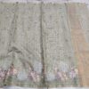Handcrafted Sage Green Kota Doria Saree with Floral Appliqué Embroidery Border – Elegant Pastel Designer Saree