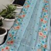 Handcrafted Pure Kota Doria Saree with Blue Floral Hand Embroidery | Sky Blue Lightweight Ethnic Saree with Running Blouse Piece