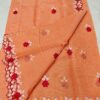 Handcrafted Peach Kota Doria Saree with Floral Hand Embroidery & Designer Cutwork Border | Lightweight Ethnic Saree with Running Blouse