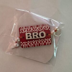 Handcrafted 'BRO' Aipan Art Rakhi | Modern Brother Rakhi with MDF Cutout | Rectangle Handmade Designer Raksha Bandhan Rakhi