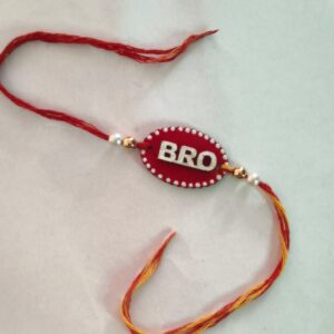 Handcrafted 'BRO' Aipan Art Rakhi | Modern Brother Rakhi with MDF Cutout | Handmade Designer Raksha Bandhan Rakhi