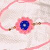 Handmade Pink & Royal Blue Crochet Rakhi with Pearl Beads | Eco-Friendly Plant Fiber Rakhi | Free Size Traditional Raksha Bandhan Bracelet