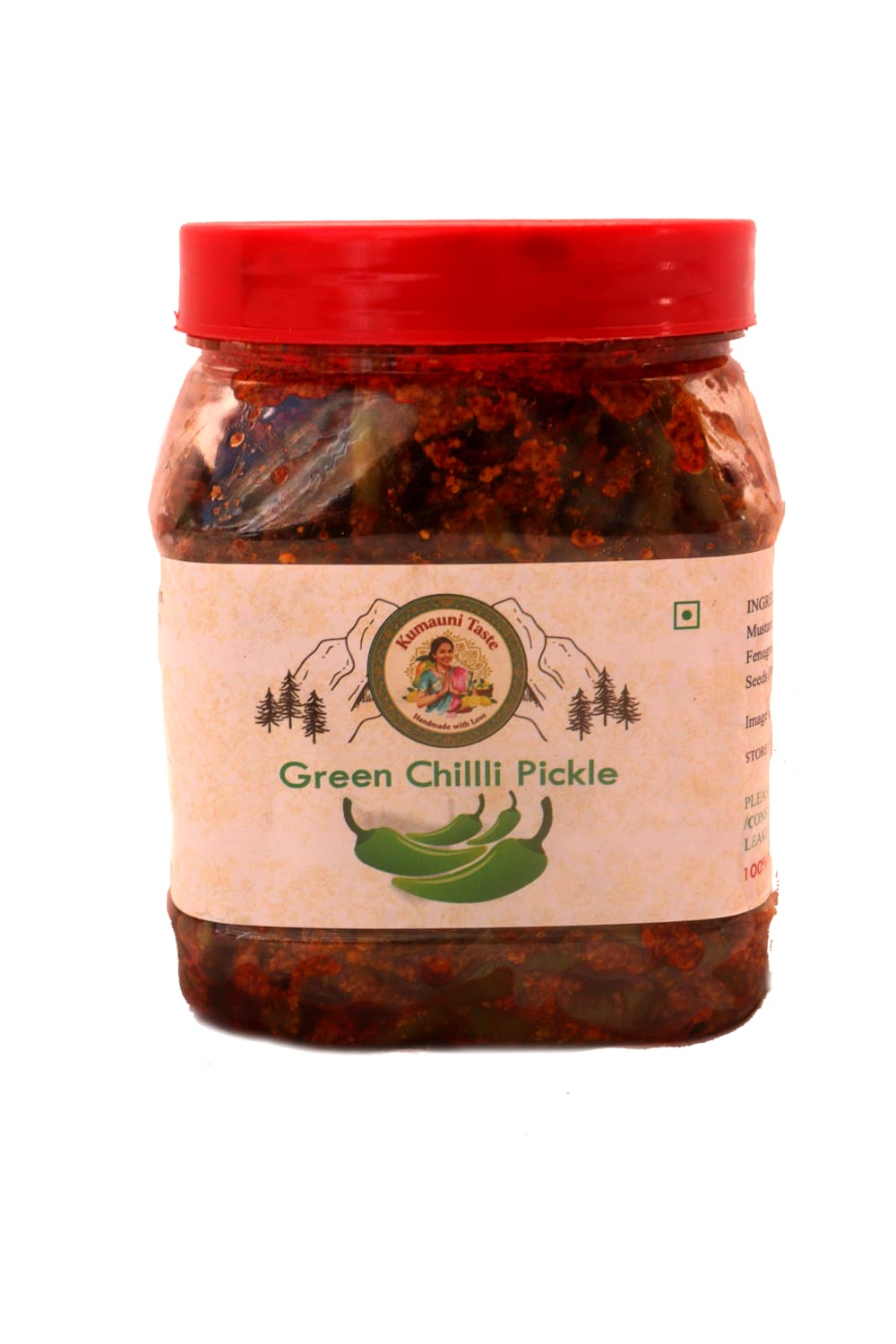 Handmade Organic Kumauni Green Chilli Pickle (Hari Mirch Achar) | No Preservatives | Traditional Mustard Oil Recipe | 500g