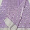 Pure Kota Doria Lavender Saree with Silver Zari Handwoven Motifs & Border