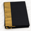Pure South Indian 100% Handloom Raw Silk Saree – Classic Black with Antique Gold Zari Border | 6.20 m